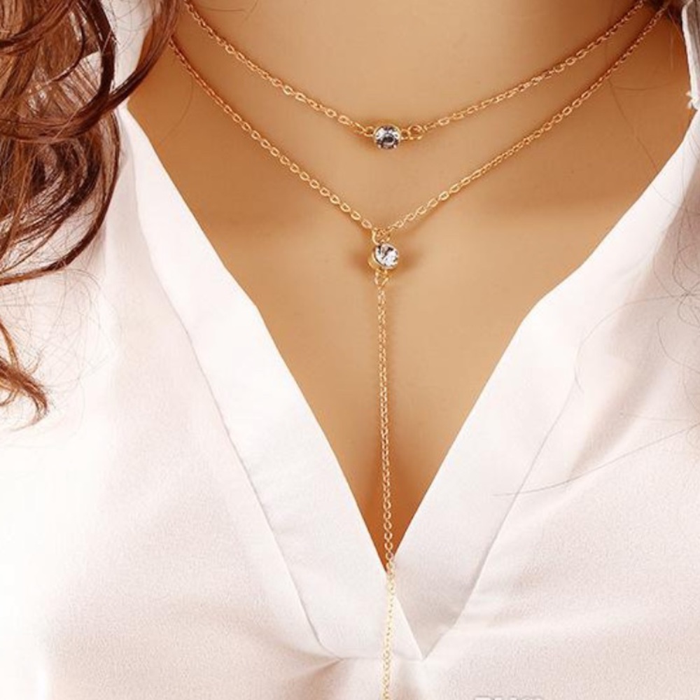 🆕NWT: 2 Tier Trendy Gold Plated Necklace 💎